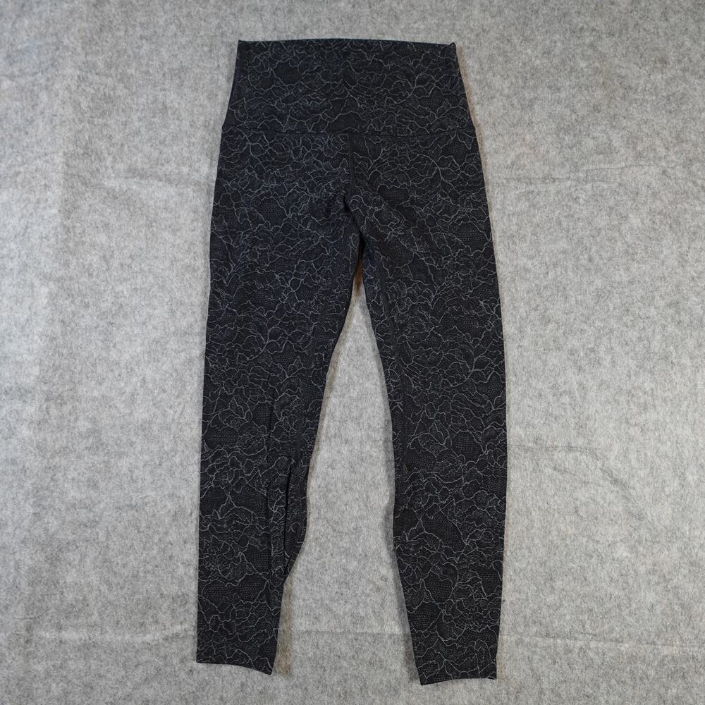Lululemon Leggings Womens 4 Align II Lacescape Dark Cast Black Yoga Workout